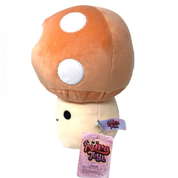 Orange Mushroom Soft Plush Toy Smiling Face Plant Vegetable Plushie 9 inch. - Picture 2 of 4
